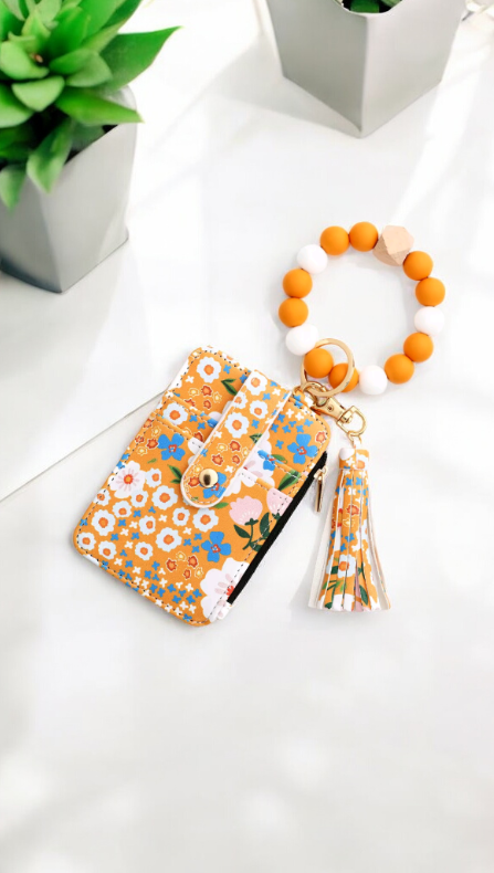 Floral Bracelet Keychain and Card Holder π