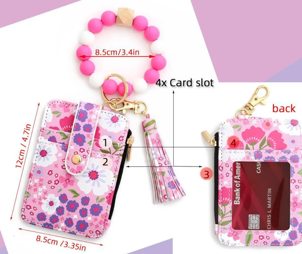 Floral Bracelet Keychain and Card Holder π