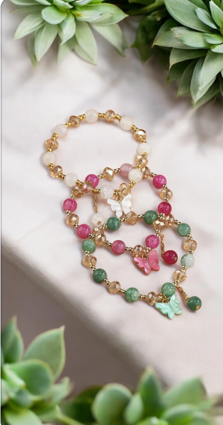 Bracelets in a set of three with a butterfly charm 🦋🦋