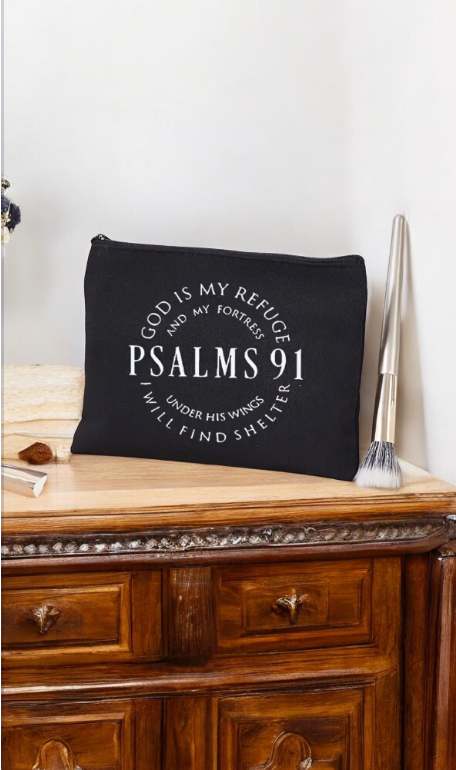 Cosmetic bag with Bible quotes