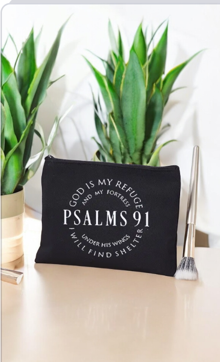 Cosmetic bag with Bible quotes
