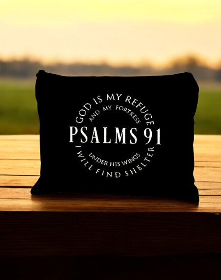 Cosmetic bag with Bible quotes