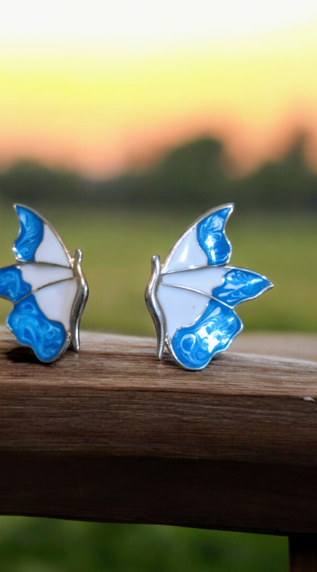 Aretes Azules Mariposa