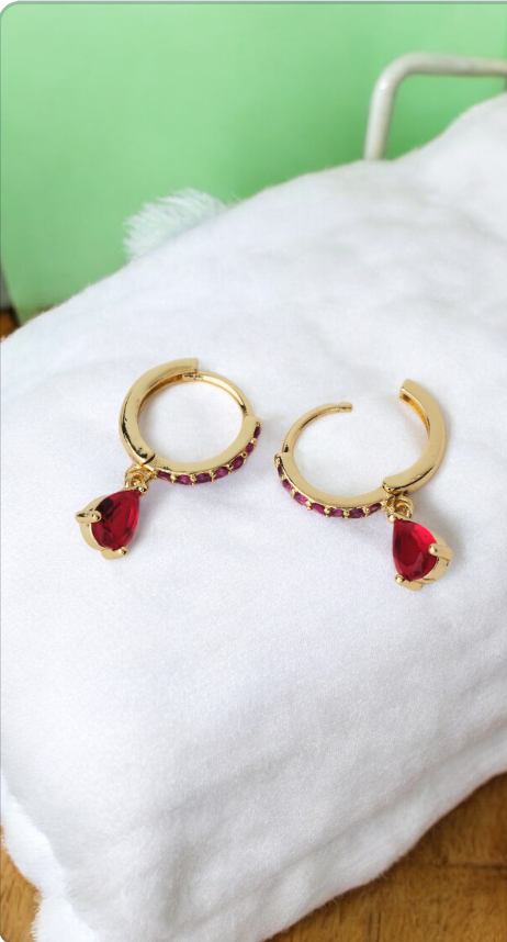 Passion Red Crystal Drop Earrings