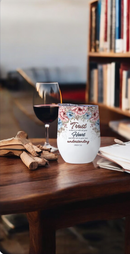 Vasos floral de acero inoxidable con citas biblica en proverbios 3:5