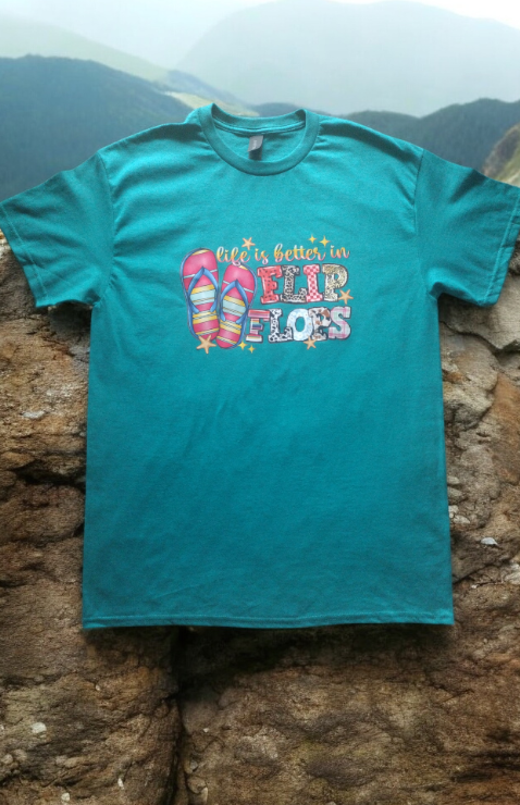 "Life is better in flip flops" short-sleeved T-shirt