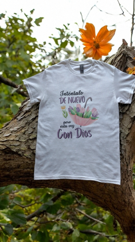Short-sleeved T-shirt with biblical designs