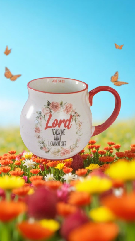 Taza con cita bíblica en Job 32:34