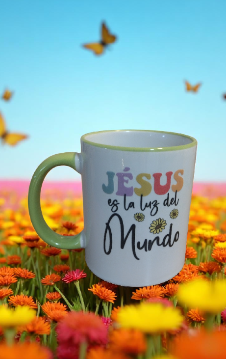 Tazas con cita Biblica "Jesus es la luz del mundo"