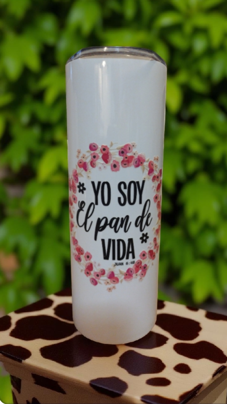 Vaso floral con citas biblicas en acero inoxidable