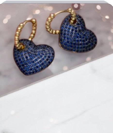 Blue Earring heart Zircon