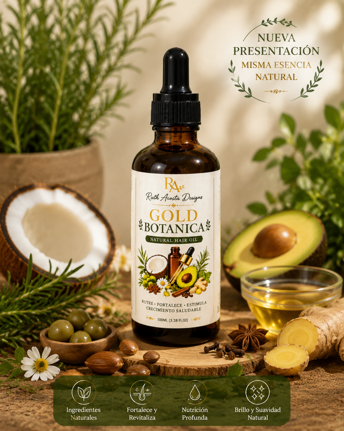 Natural Hair Oil, Gold Botanica