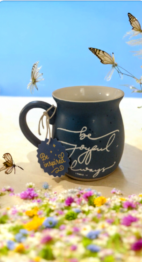 Blue Biblical Message Tea Cups