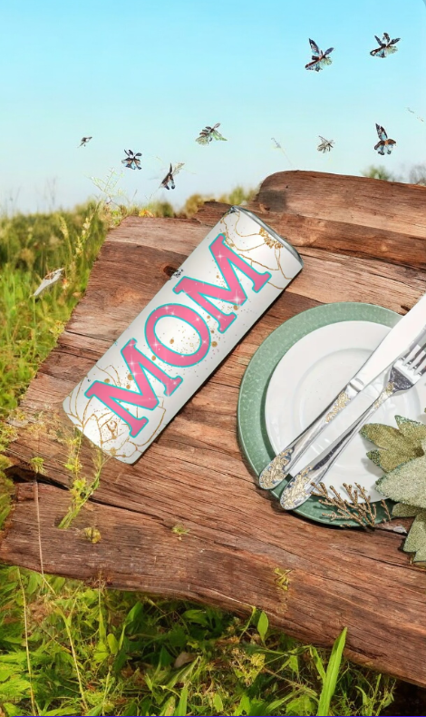 Mama floral water glass
