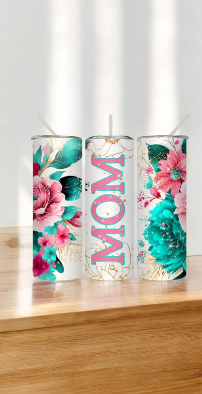 Mama floral water glass