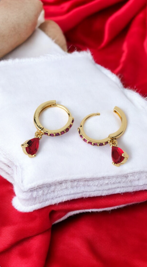 Passion Red Crystal Drop Earrings