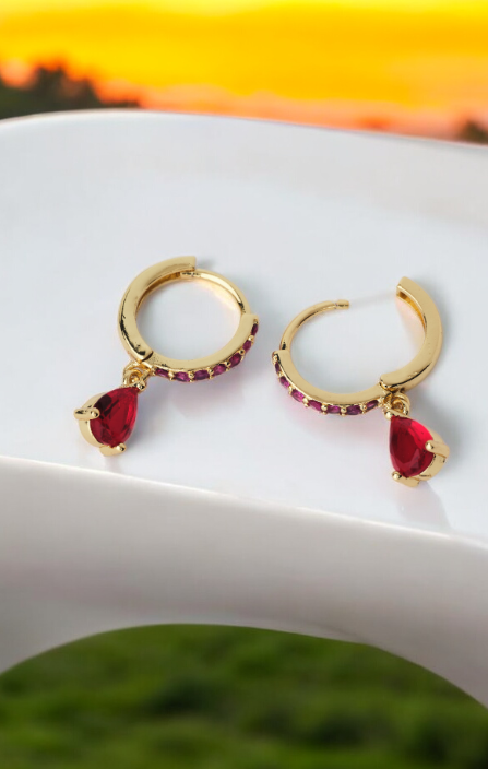 Passion Red Crystal Drop Earrings