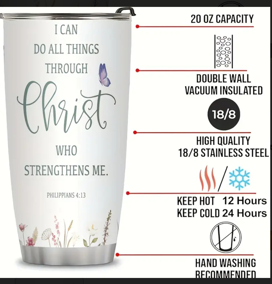 Vessel with biblical quotes Philippians 4:13