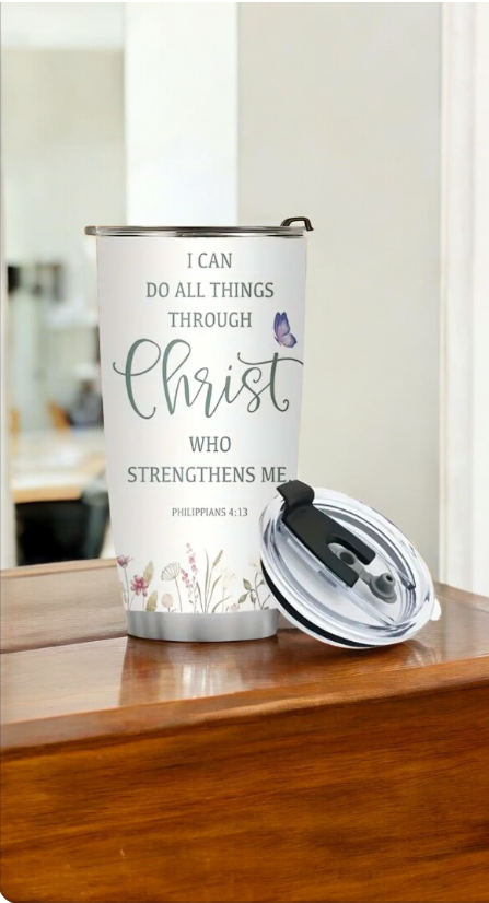 Vessel with biblical quotes Philippians 4:13