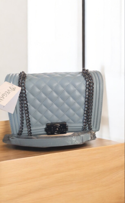 Bolso cruzado  Azul acolchado  de cuero vegano