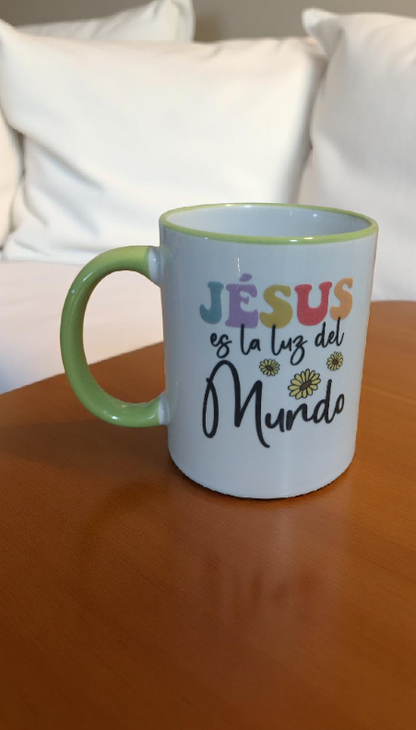 Tazas con cita Biblica "Jesus es la luz del mundo"