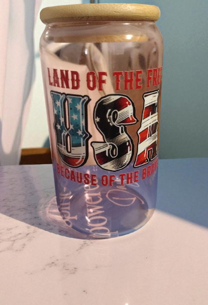 Vaso en cristal alusivo al 4 de julio