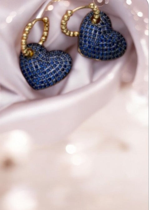 Blue Earring heart Zircon