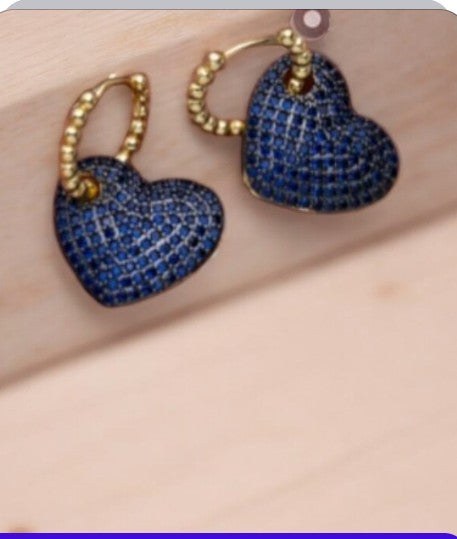 Blue Earring heart Zircon