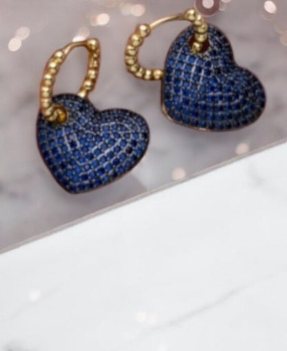 Blue Earring heart Zircon