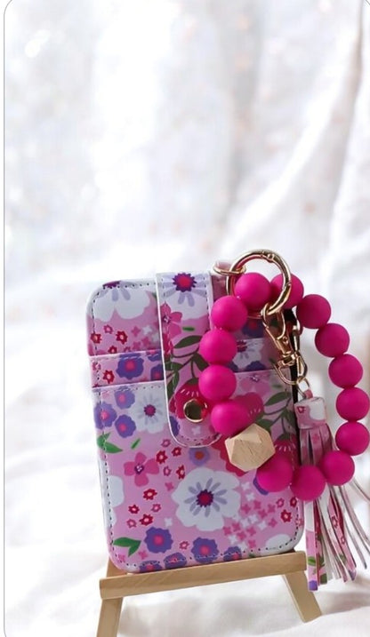 Llaveros en Forma de Pulsera rosa y Porta Tarjeta 🌸