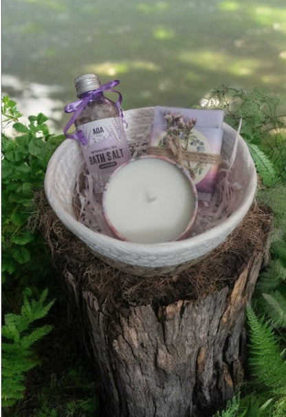 Set de Jabón de lavanda, sal para bañera y vela aromática