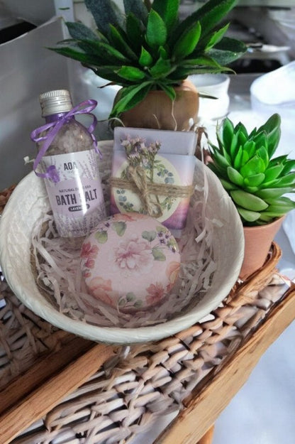 Set de Jabón de lavanda, sal para bañera y vela aromática