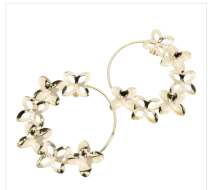 Aretes flores dorado