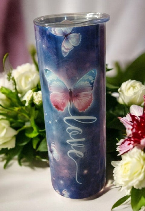 Vaso con mariposa cero inoxidable