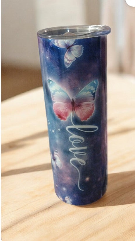 Vaso con mariposa cero inoxidable