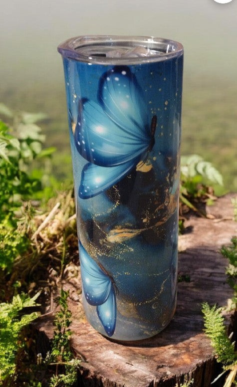 Vasos con diseño de mariposa en acero inoxidable