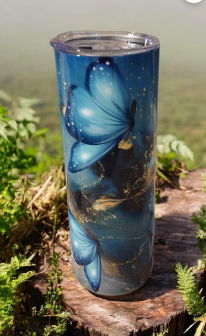 Vasos con diseño de mariposa en acero inoxidable