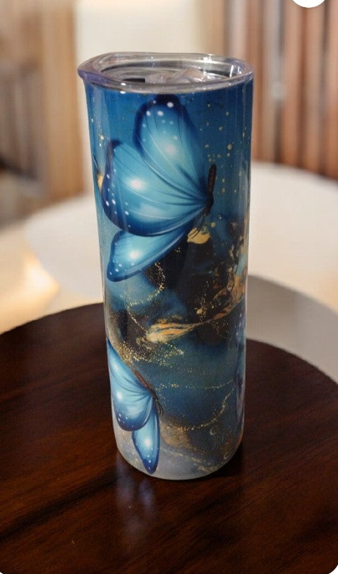 Vasos con diseño de mariposa en acero inoxidable