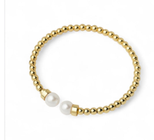 Brazalete de perlas doradas