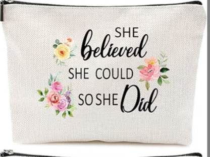 Bolsa de maquillaje con citas motivacional