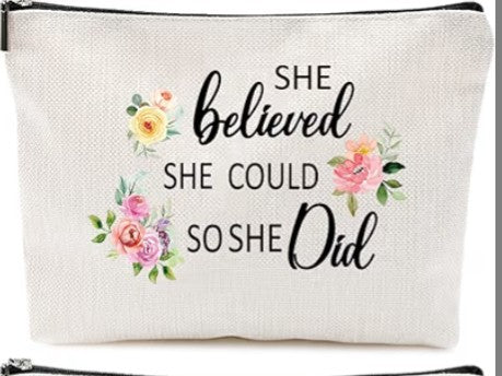 Bolsa de maquillaje con citas motivacional