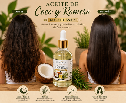 Aceite Coco y Romero para el cabello