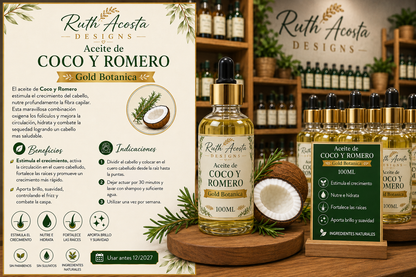 Aceite Coco y Romero para el cabello