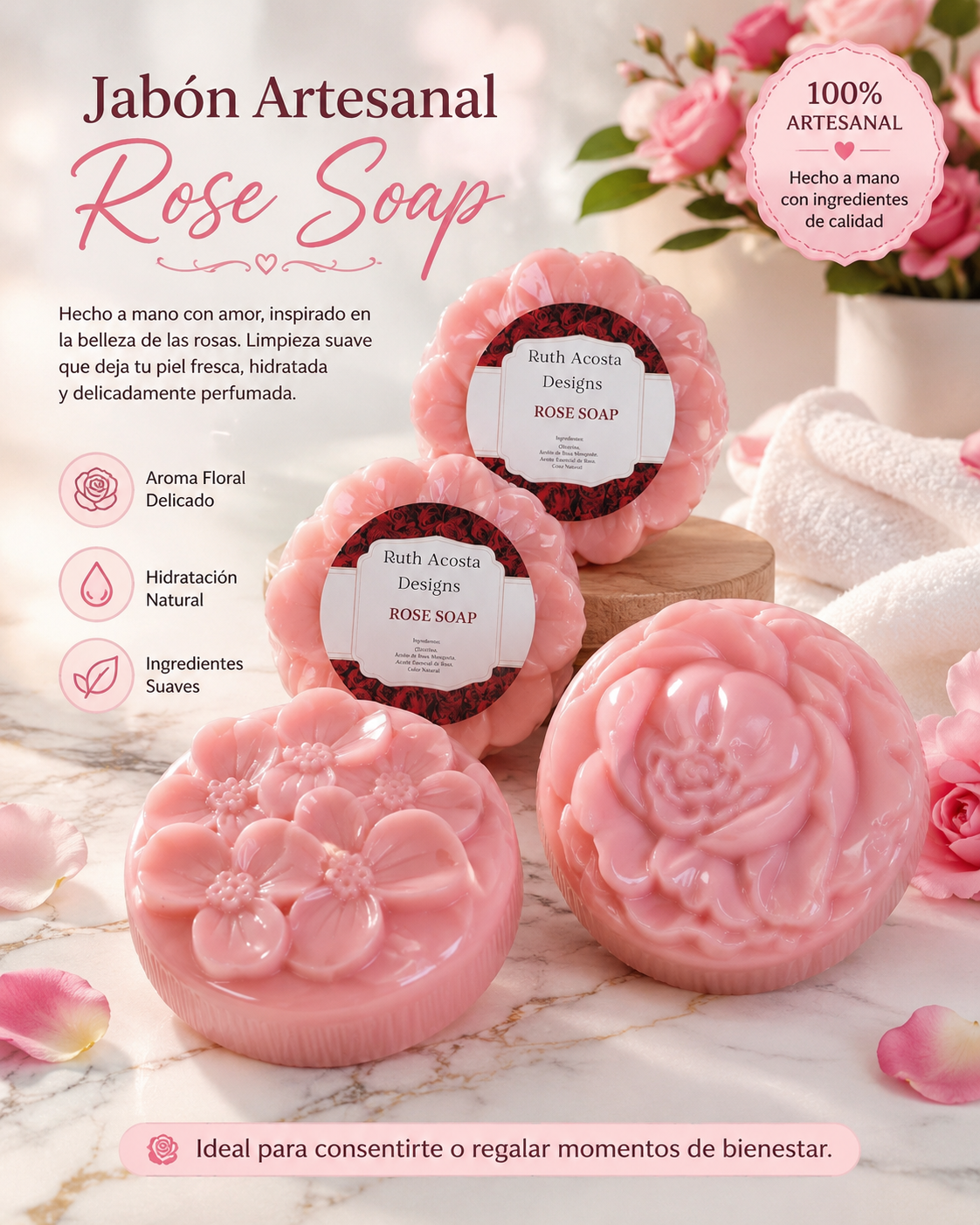 Set de Jabón naturales Pétalos de Rosa