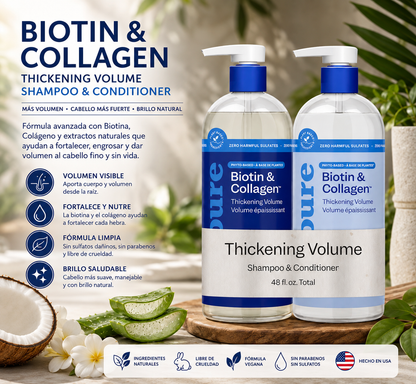 Shampoo y acondicionador de Biotina y Colágeno